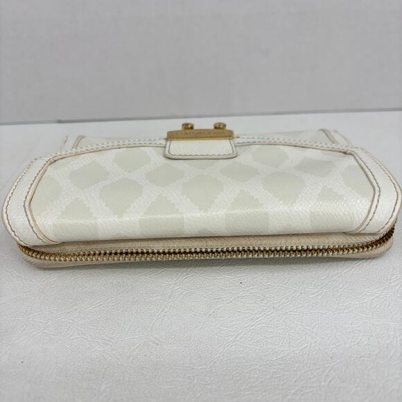 Vera Bradley Ultimate Wristlet Wallet Clutch White Oyster Leather Diamond Print - Picture 5 of 15